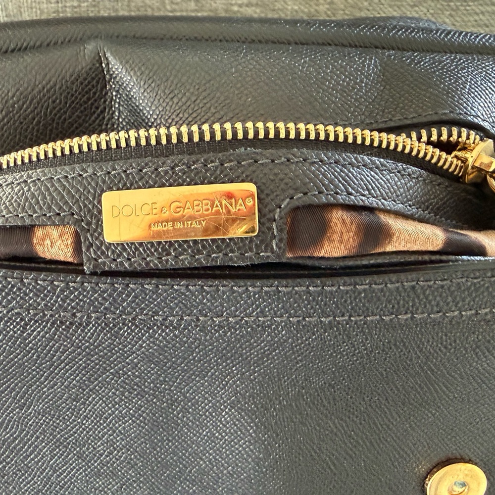 Dolce & Gabbana Miss Sicily M Size Black Leather Satchel with Gold Hardware. - Picture 9 of 9
